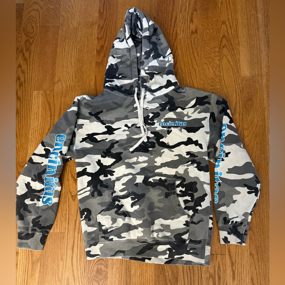 Camouflage Hoodie with Blue Accents